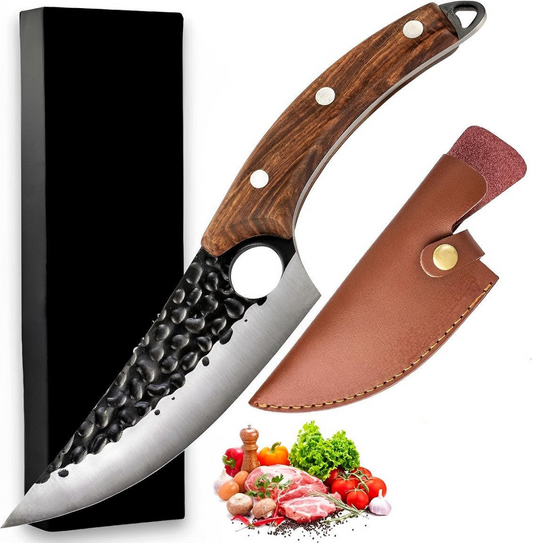 Couteau De Boucher Professionnel Avec Etui En Cuir