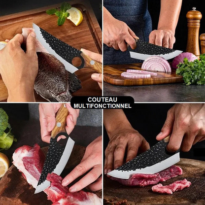 Couteau De Boucher Professionnel Avec Etui En Cuir