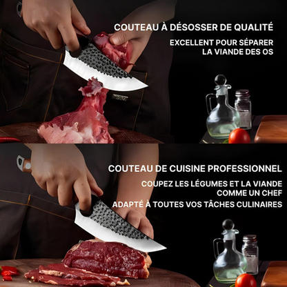 Couteau De Boucher Professionnel Avec Etui En Cuir