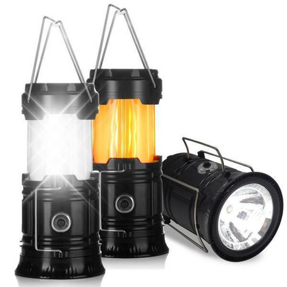 Lanterne De Camping 3-en-1 - Lampe De Poche LED Effet Flamme